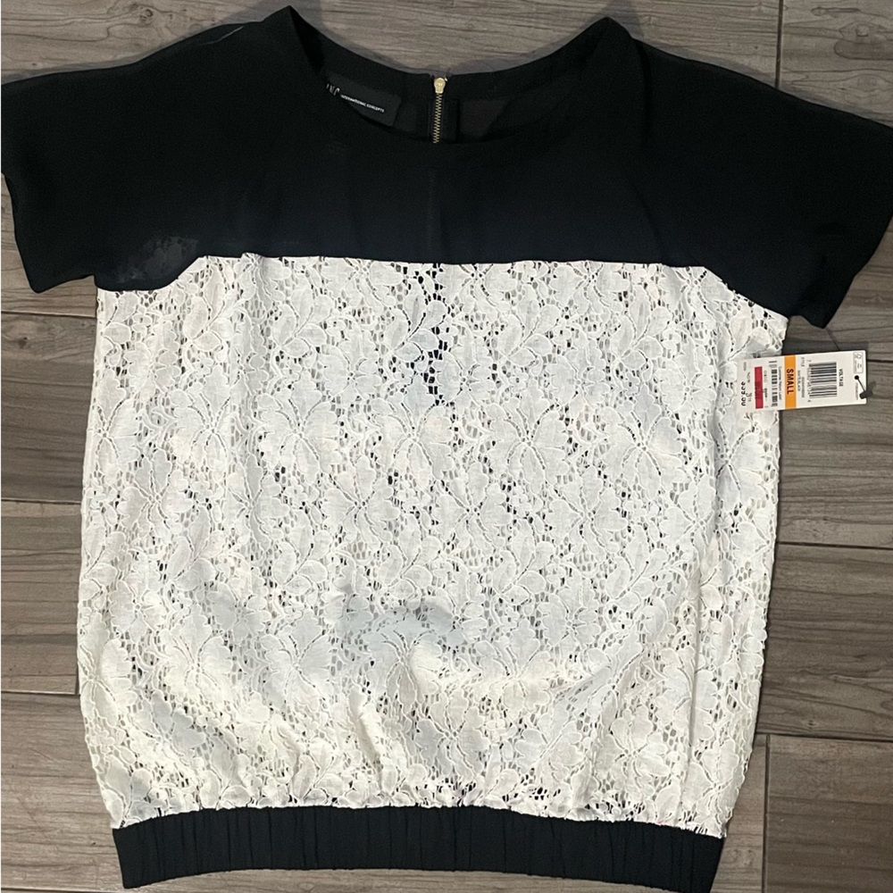 INC INTERNATIONAL CONCEPT TOPS| WHITE/BLACK I.N.C TOP